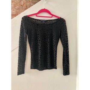 French Connection Black Leopard Burnout Blouse